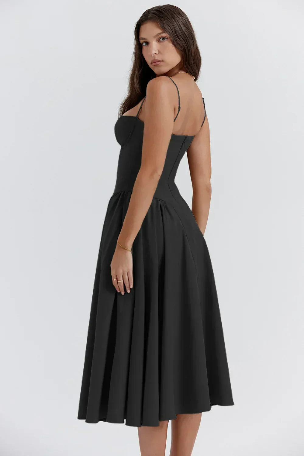 Florence | Sleeveless midi dress with corset cut