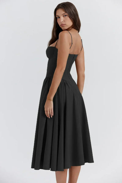 Florence | Sleeveless midi dress with corset cut
