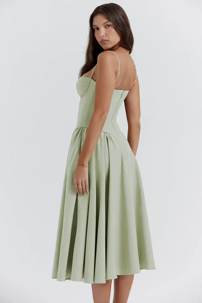 Florence | Sleeveless midi dress with corset cut