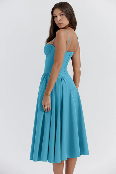 Florence | Sleeveless midi dress with corset cut