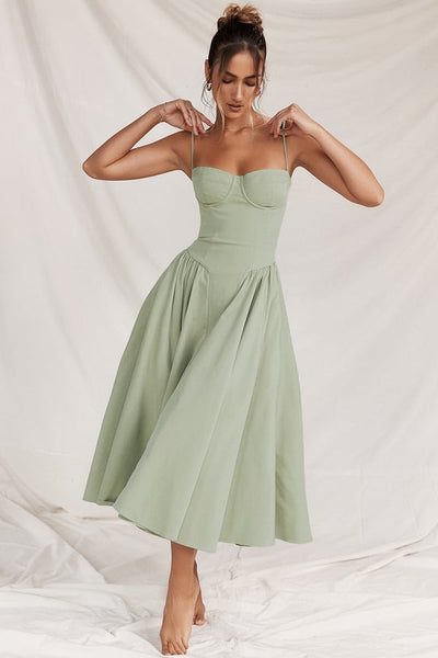 Florence | Sleeveless midi dress with corset cut