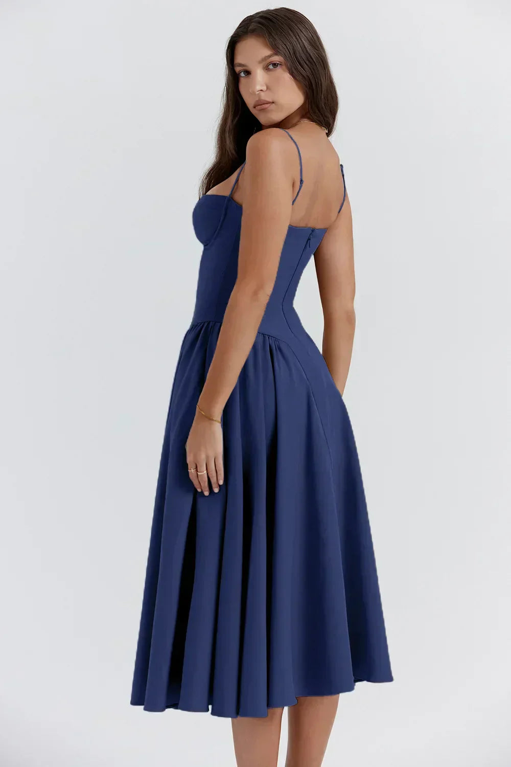 Florence | Sleeveless midi dress with corset cut