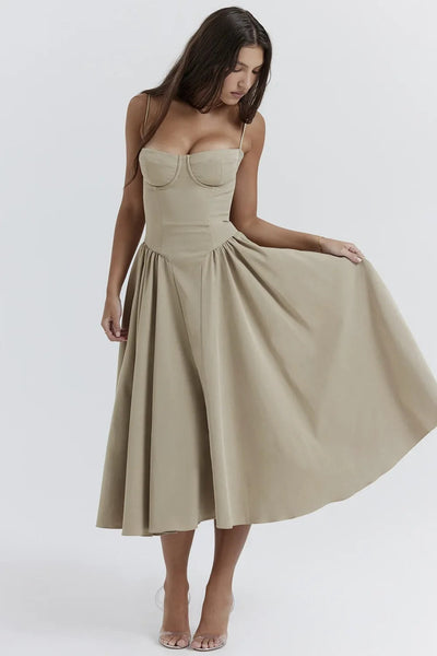 Florence | Sleeveless midi dress with corset cut