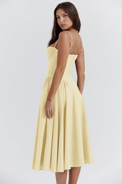 Florence | Sleeveless midi dress with corset cut
