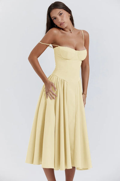 Florence | Sleeveless midi dress with corset cut