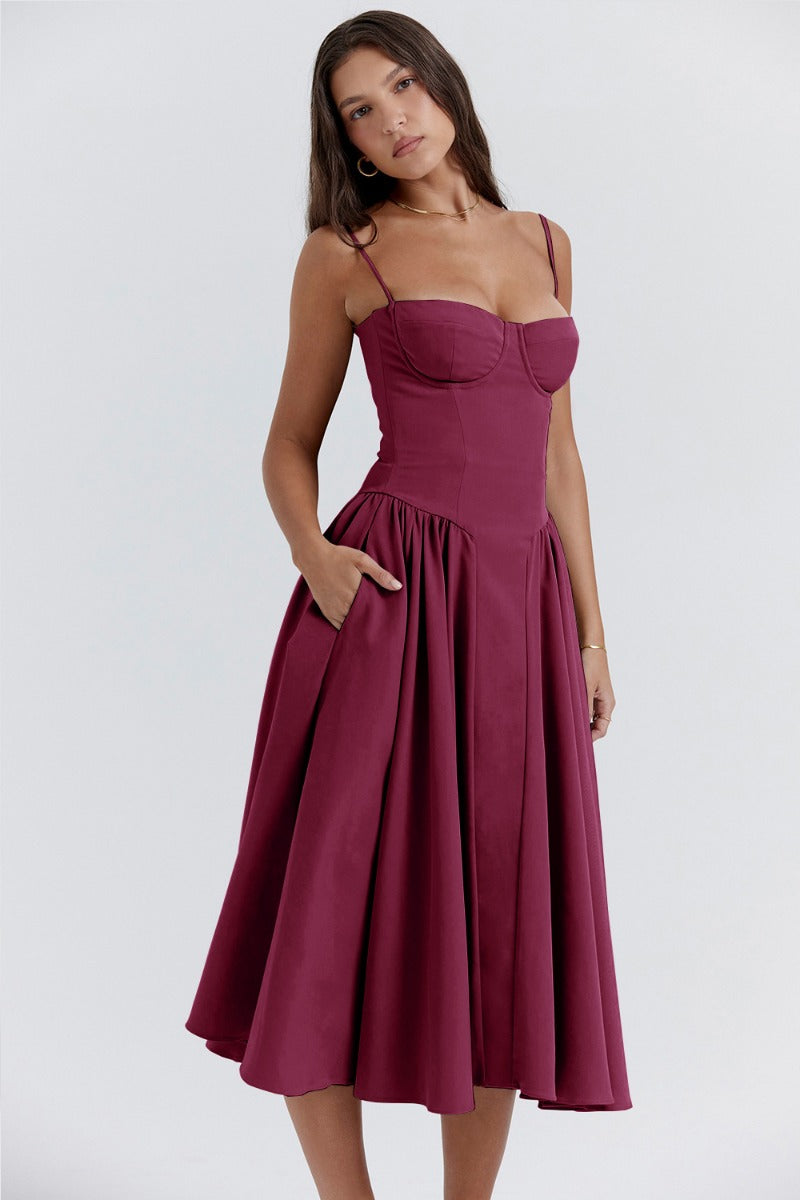 Florence | Sleeveless midi dress with corset cut