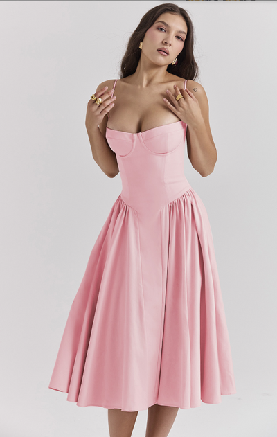Florence | Sleeveless midi dress with corset cut