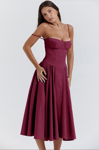 Florence | Sleeveless midi dress with corset cut